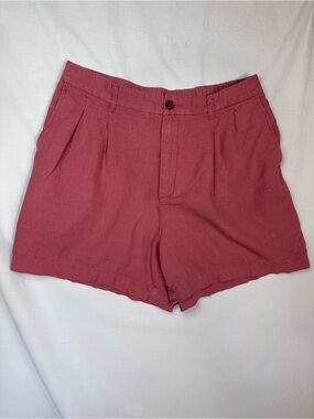 GAP Salmon Colored Pleated Linen-Blend Bermuda Shorts